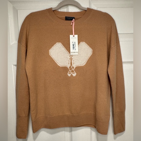 NWT Vineyard Vines Camel 100% Cashmere Pickleball Intarsia Sweater Size: XS - Picture 13 of 13